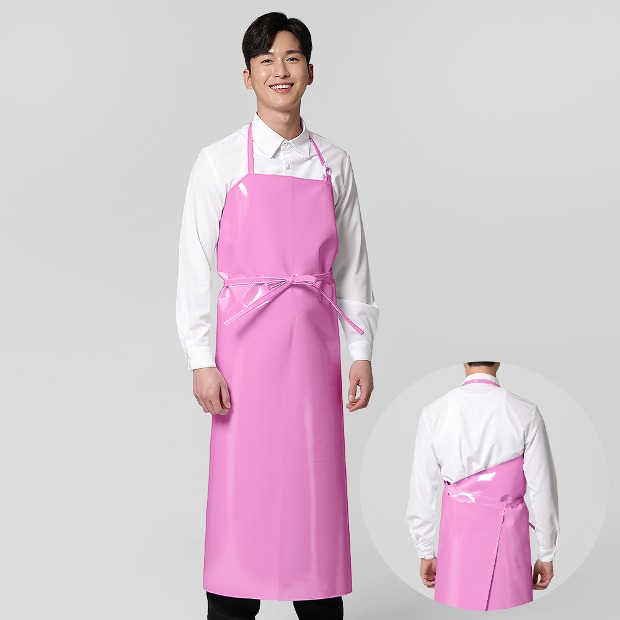 나래유니폼 - 핑크 양면방수앞치마(특대/고리형)