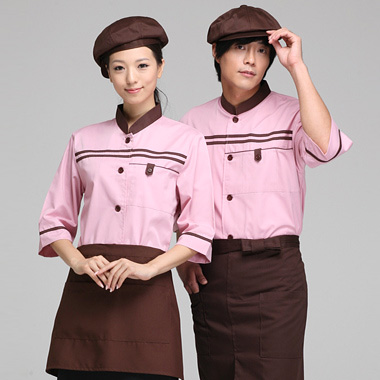 나래유니폼 - (단종 상품) 핑크커피차이나 칠부조리복